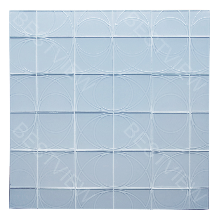  White Glass Mosaic 6” Swirl Pattern