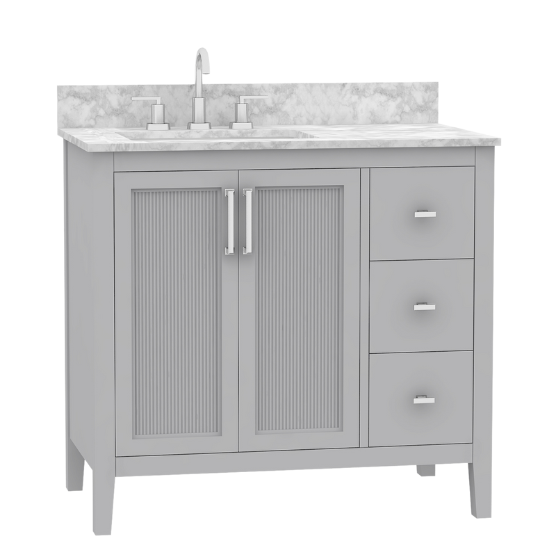 Hollister 36-in Vanity Combo in Light Gray with Sintered stone top