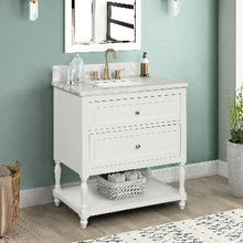 Elizabeth 30-in Vanity Combo in Dove White with 1in Thichness Authentic Italian Carrara Marble Top - Plus V2.0