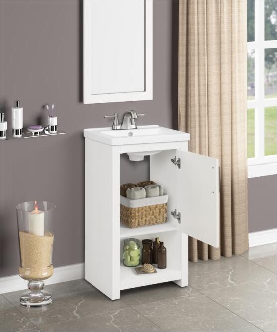 Bruce 18-in Vanity Combo in Dove White with Crushed Marble Top 