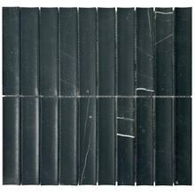 3d Effect Textured Black Marquina Marble Stacked Mosaic 1003201