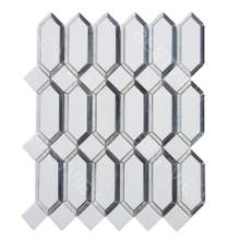  White & Gray Marble Mosaic Elongated Hex & Diamond