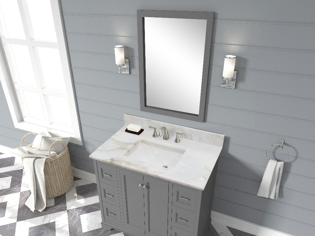 37-in Arabescato Marble Single Sink Bathroom Vanity Top ( Jazz White)