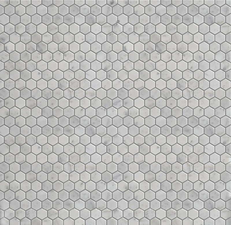  Carrara White Mosaic Honed 1" Hexagon