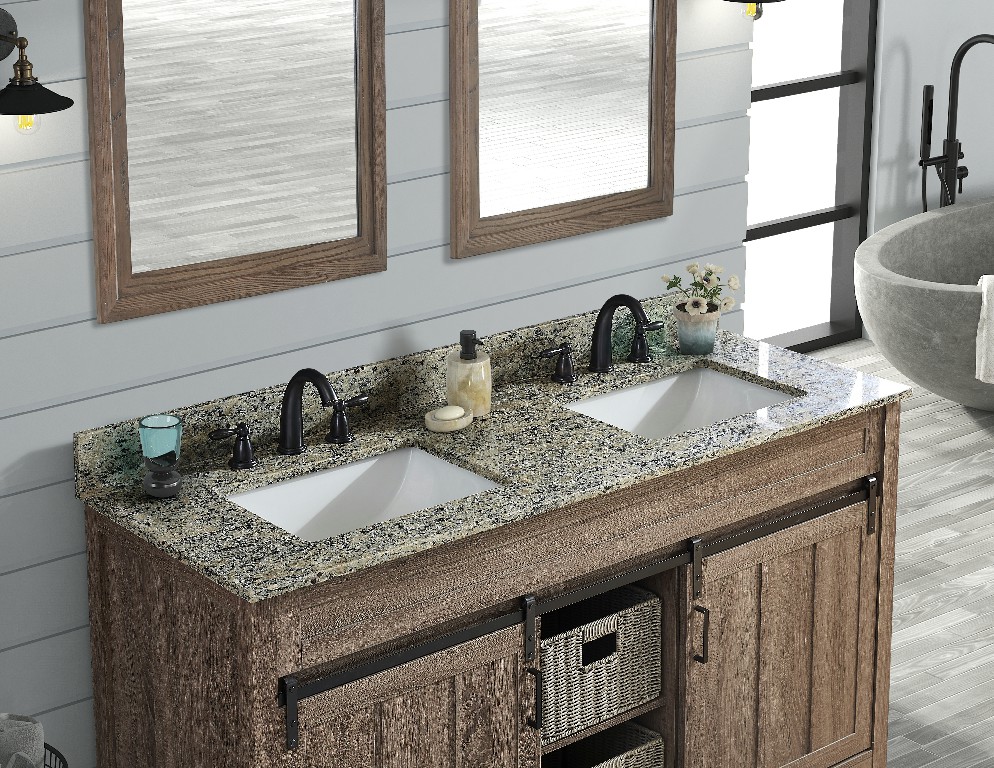 61-in Santa Cecilia Light Granite Double Sink Bathroom Vanity Top