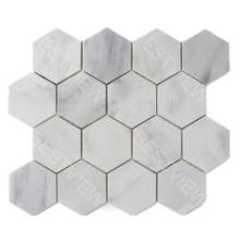 Oriental White Mosaic Honed 3" Hexagon 