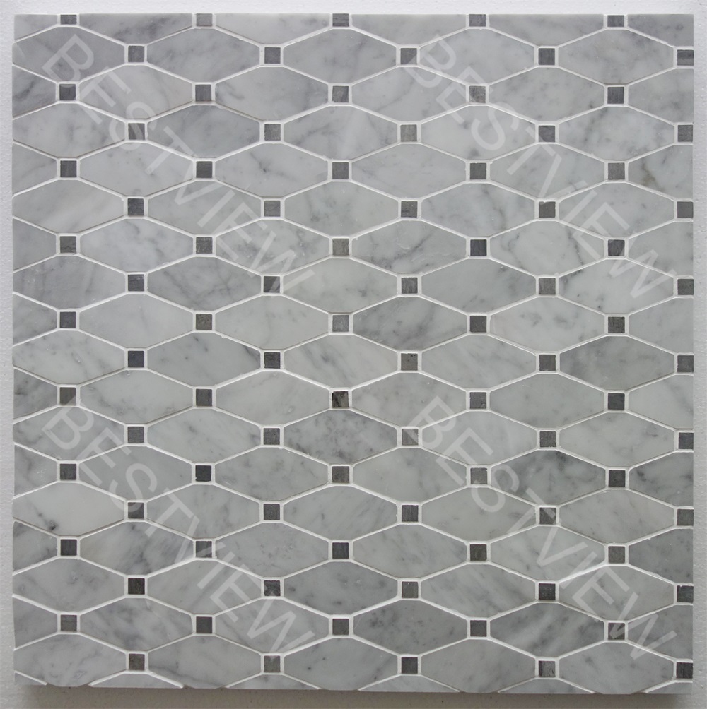 Carrara White Mosaic Polished Octagon 