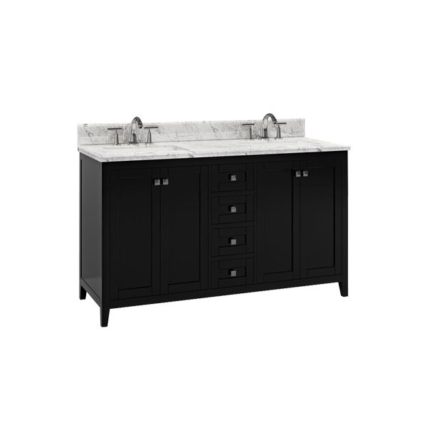 Coltrane 60-in Vanity Combo in Dark Espresso with 1in Thichness Authentic Italian Carrara Marble Top - V1.0