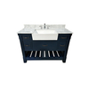 Farmington 48-in Vanity Combo in Navy Blue with 1in Thichness Authentic Italian Carrara Marble Top- Plus V2.0