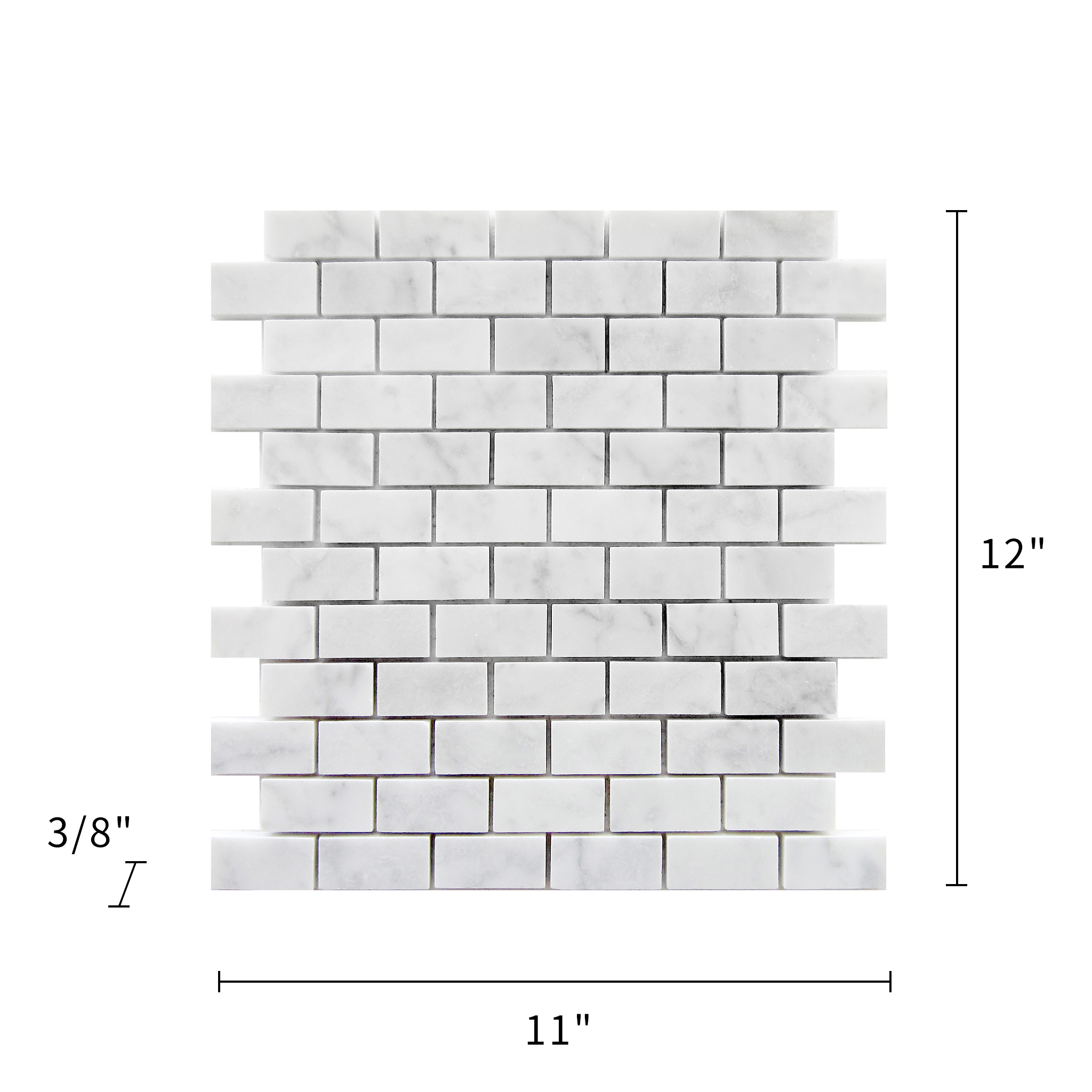  Carrara White Mosaic Polished 1"×2" Brick