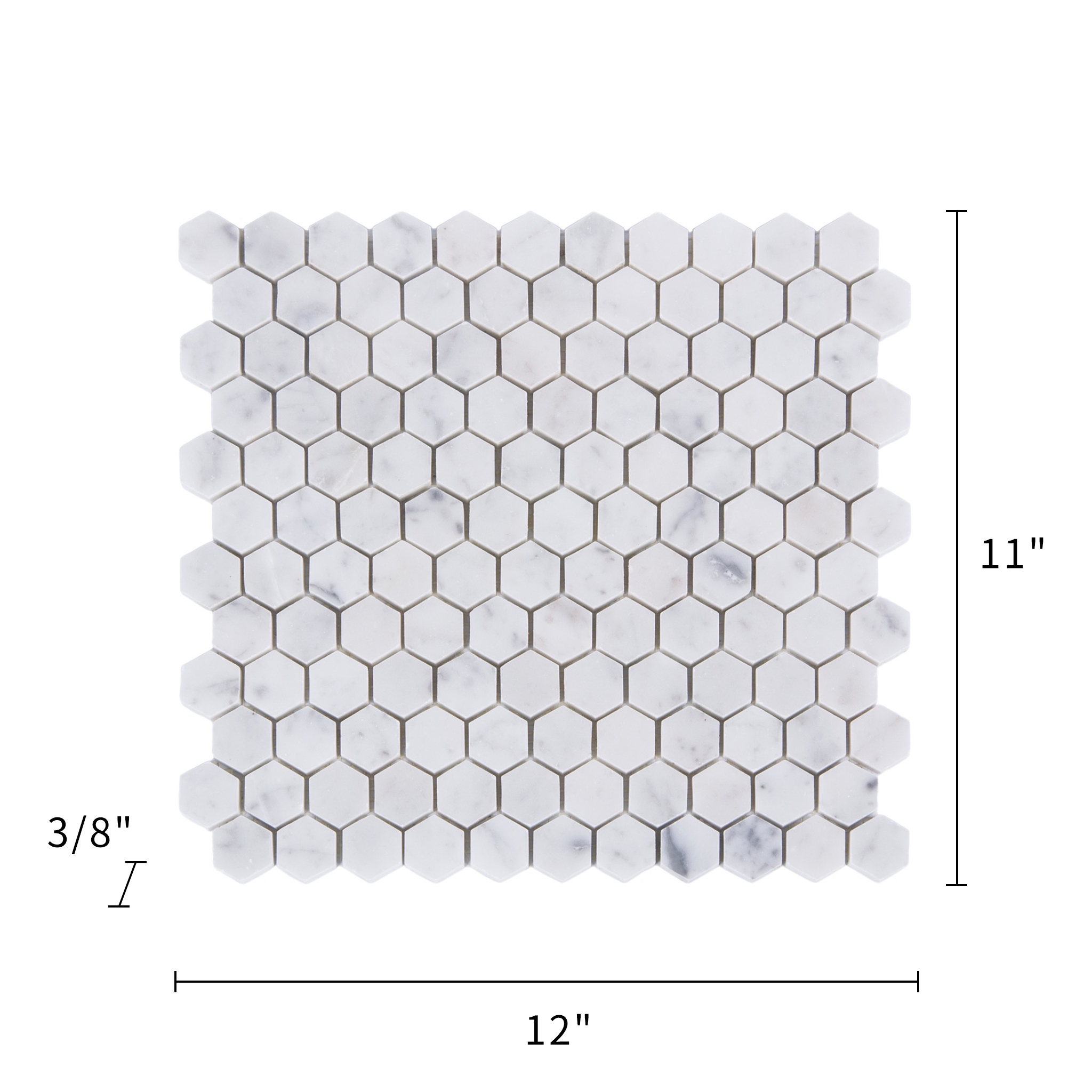  Carrara White Mosaic Polished 1" Hexagon
