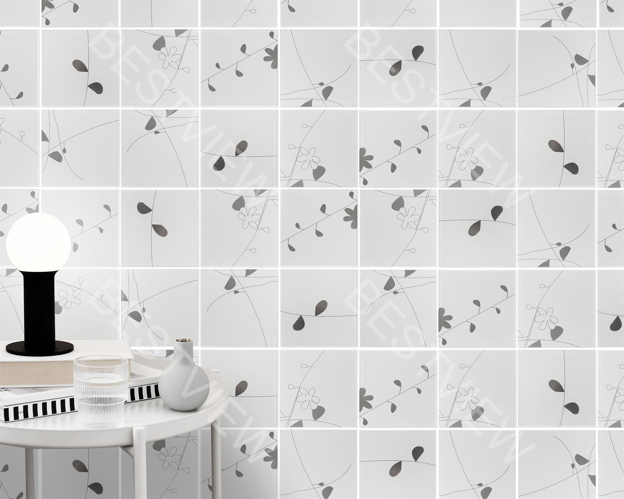 WHITE ELECTROPLATING GLASS TILE 000737