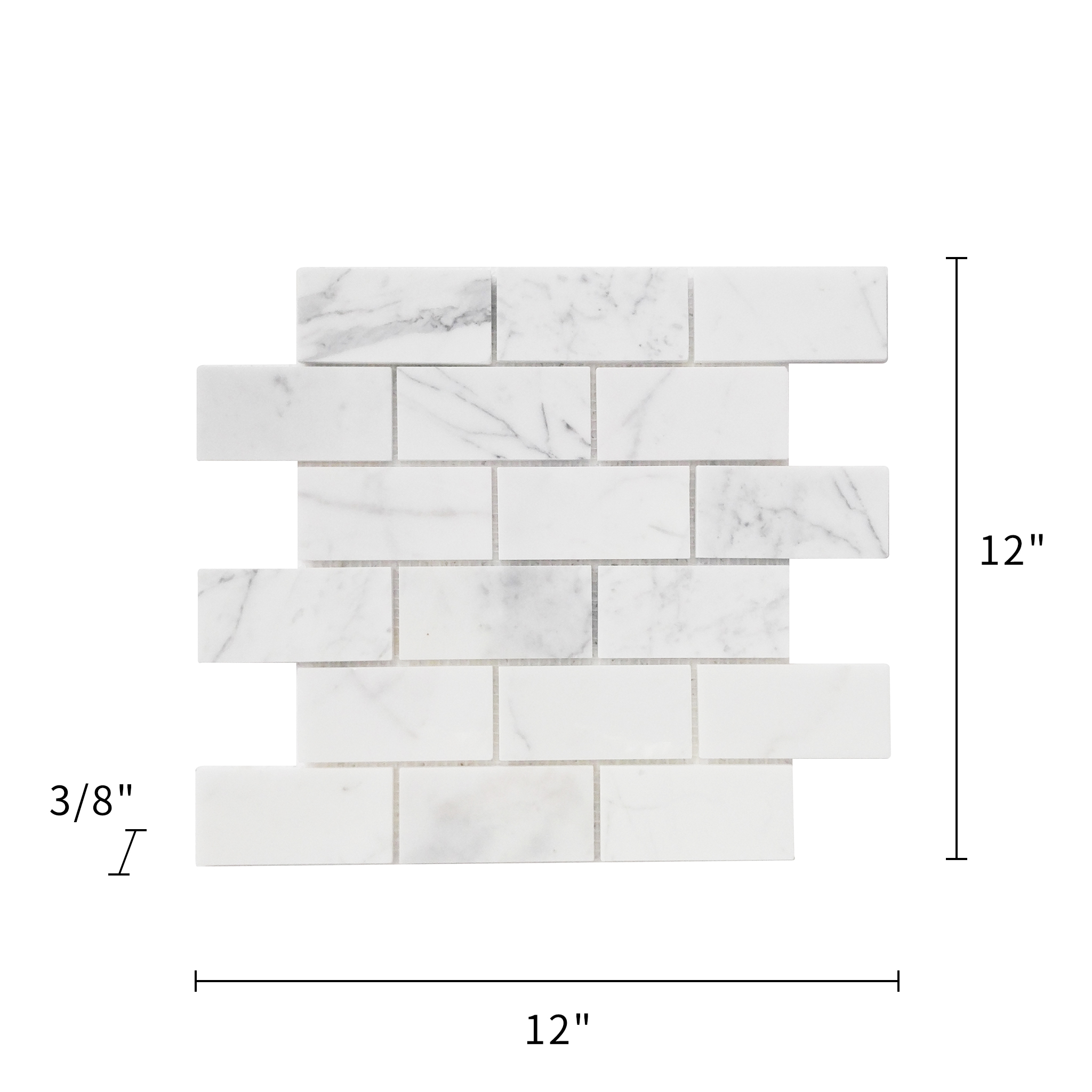 Calacatta White Marble Mosaic Polished 2"×4" Brick