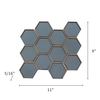  Dark Blue Glass Mosaic with Silver Edge Detail 3” Hexagon