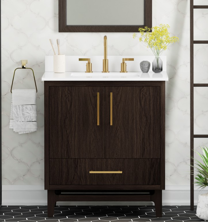 Warren 30.5 -in Vanity Combo Dark Walnut With White Quartz Top