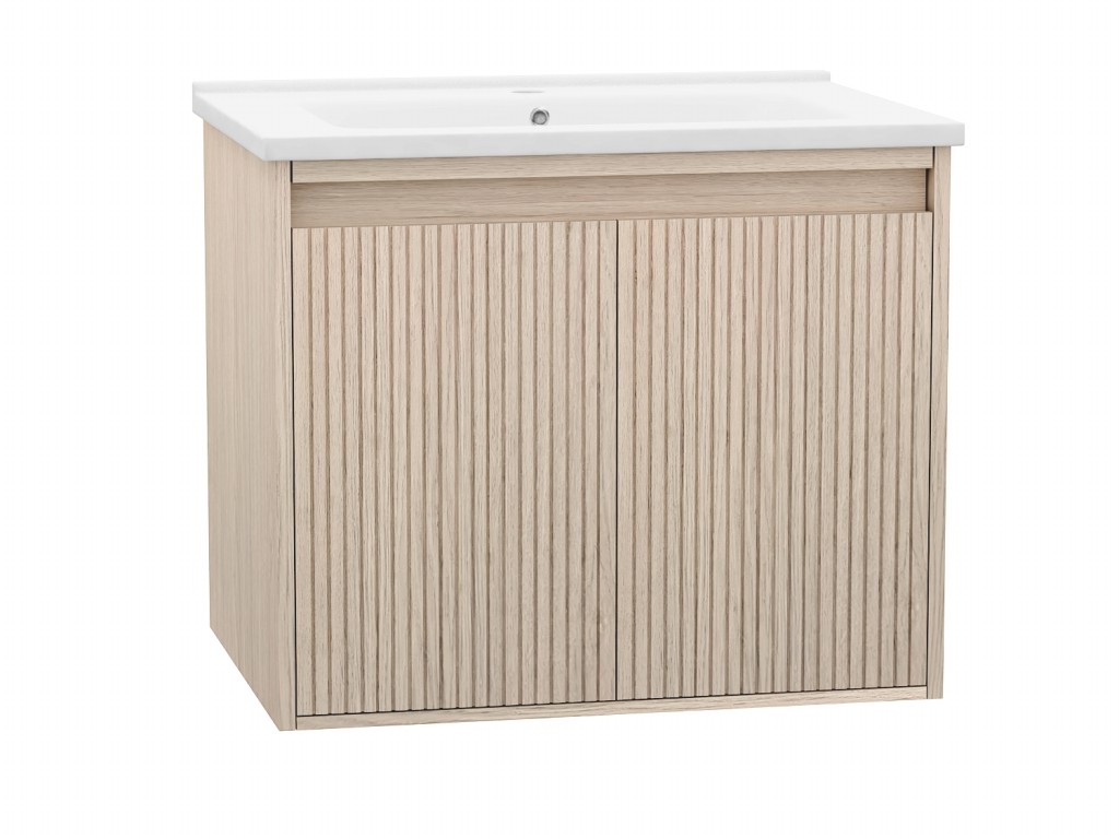 Mena 24 -in Vanity Natural Wood With Porcelain Top