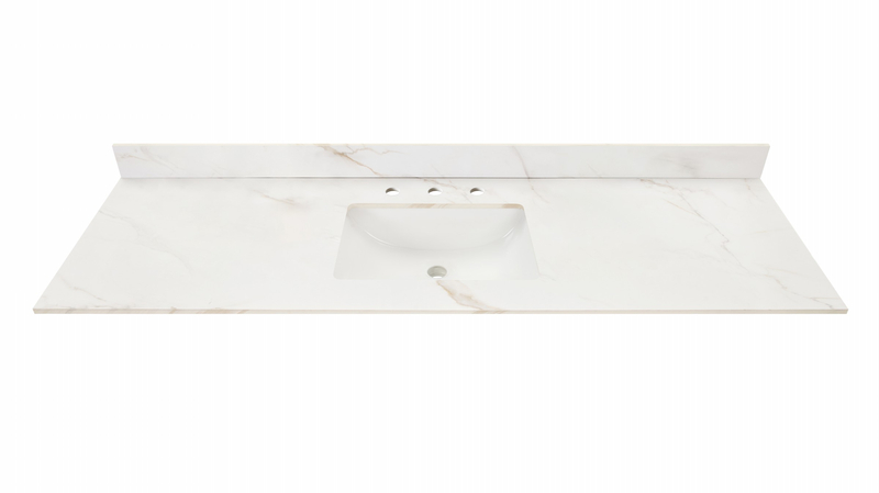73-in Calacatta Gold Sintered Stone Single Sink Bathroom Vanity Top 