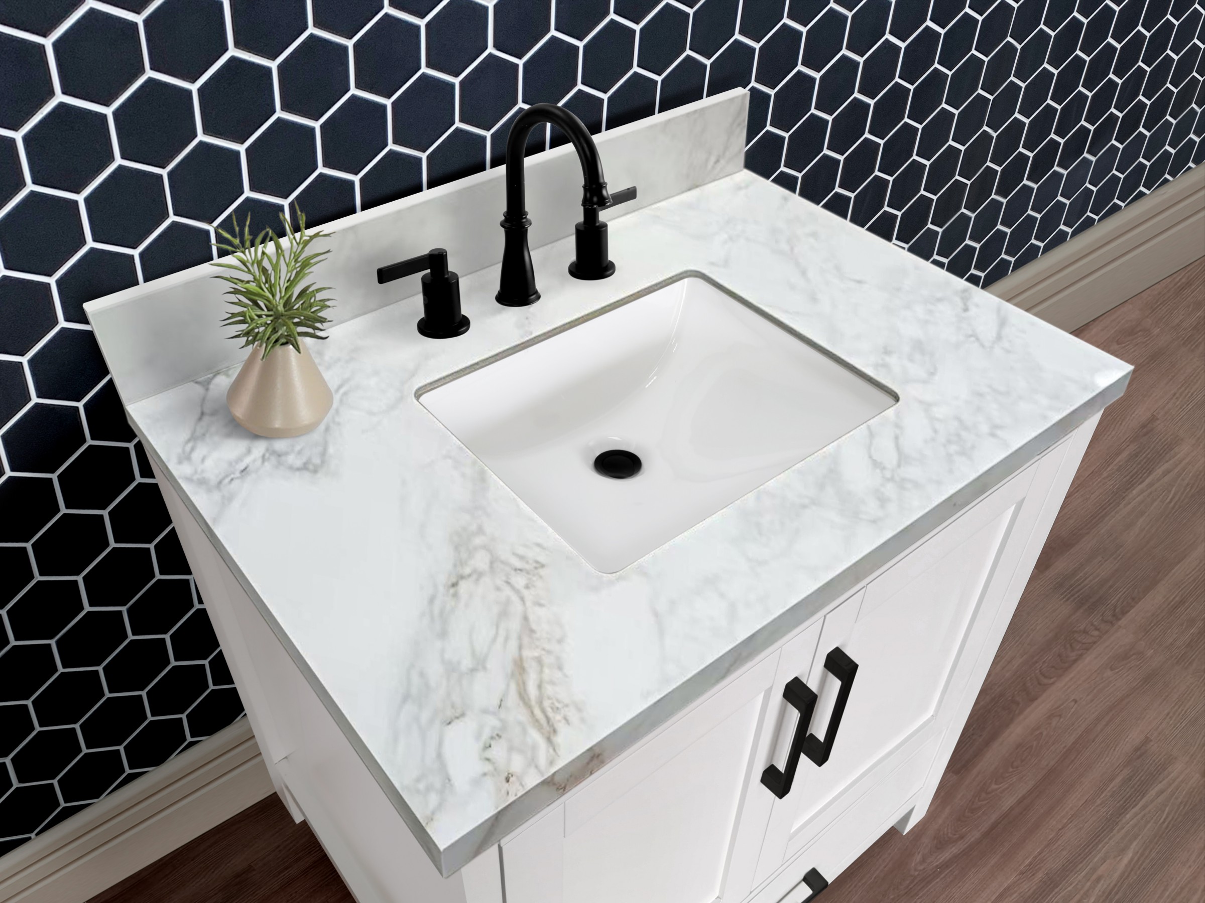 31-in Staturio Gold Sintered Stone Single Sink Bathroom Vanity Top 