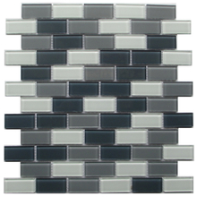 White & Grays Glass Mosaic 1”x2” 