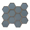  Dark Blue Glass Mosaic with Silver Edge Detail 3” Hexagon