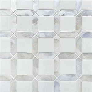 Thassos Marble And Hot Glass Mosaic 