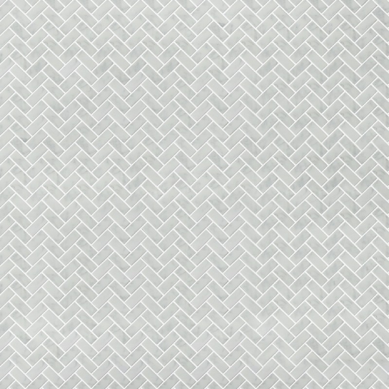 Carrara White Mosaic Herringbone Mini Brick