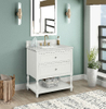 Elizabeth 30-in Vanity Combo in Dove White with 1in Thichness Authentic Italian Carrara Marble Top - V1.0