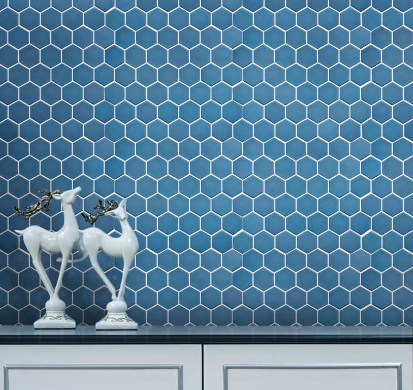 2"hex Black Satin Glazed Porcelain Mosaic Bv03142