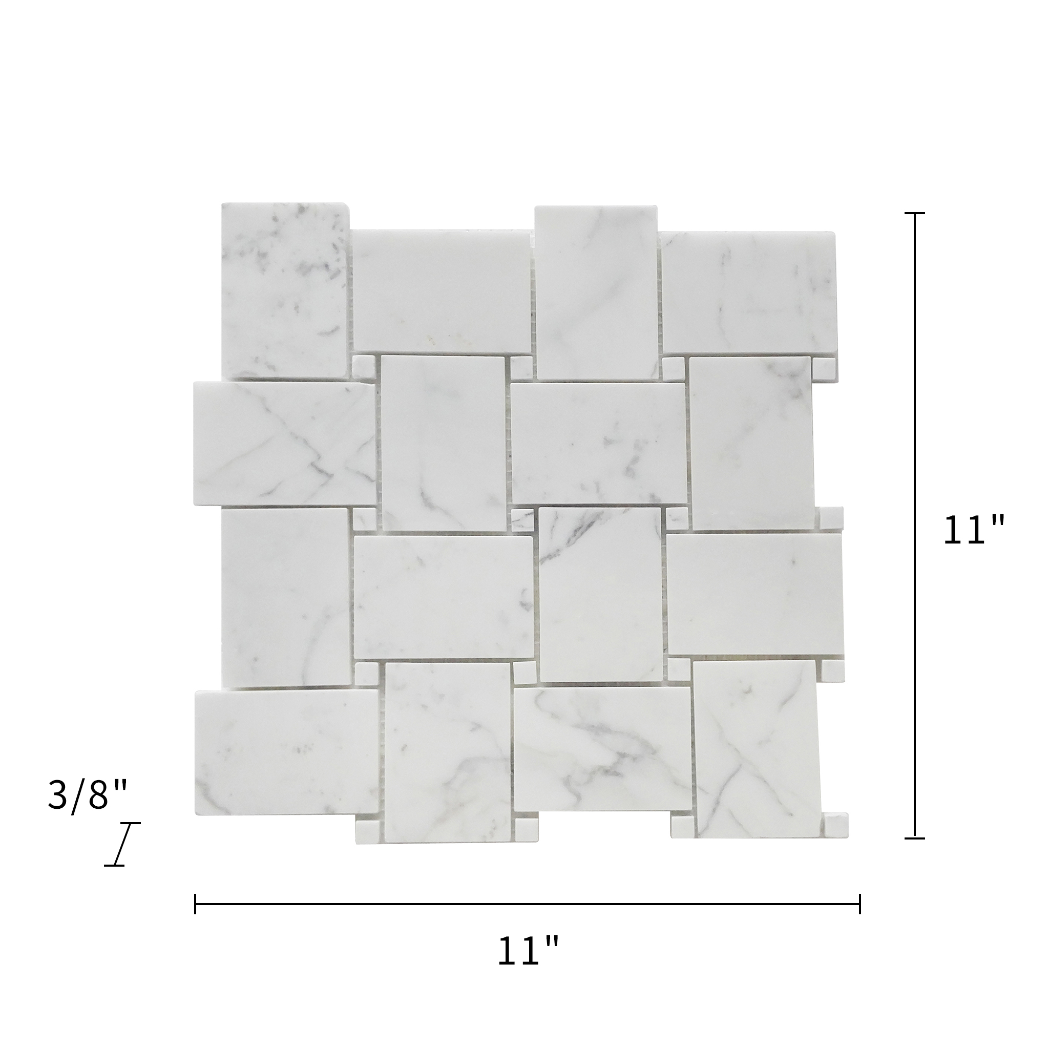 Calacatta White Mosaic Polished Basketweave