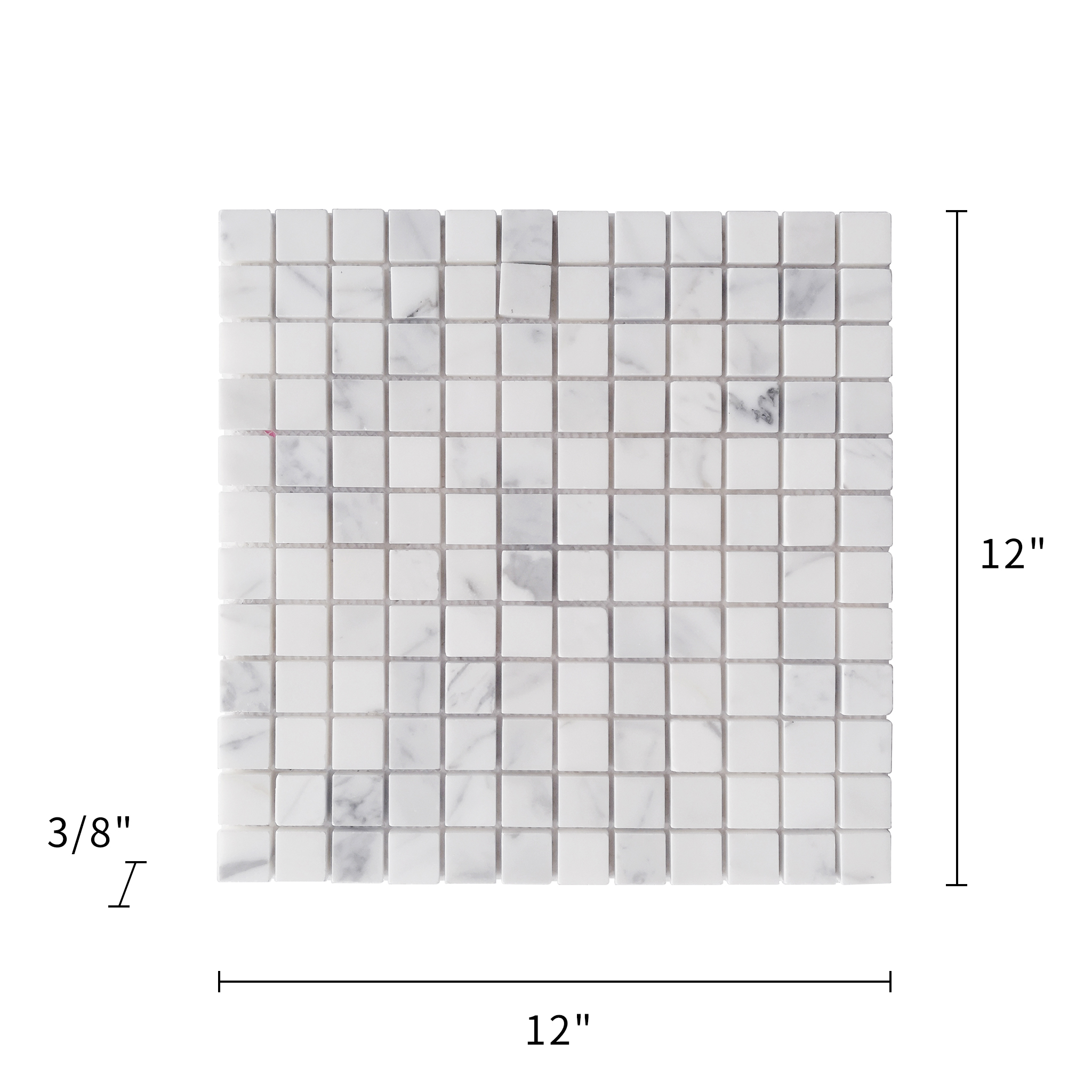  Oriental White Marble Mosaic Polished 1"×1" 