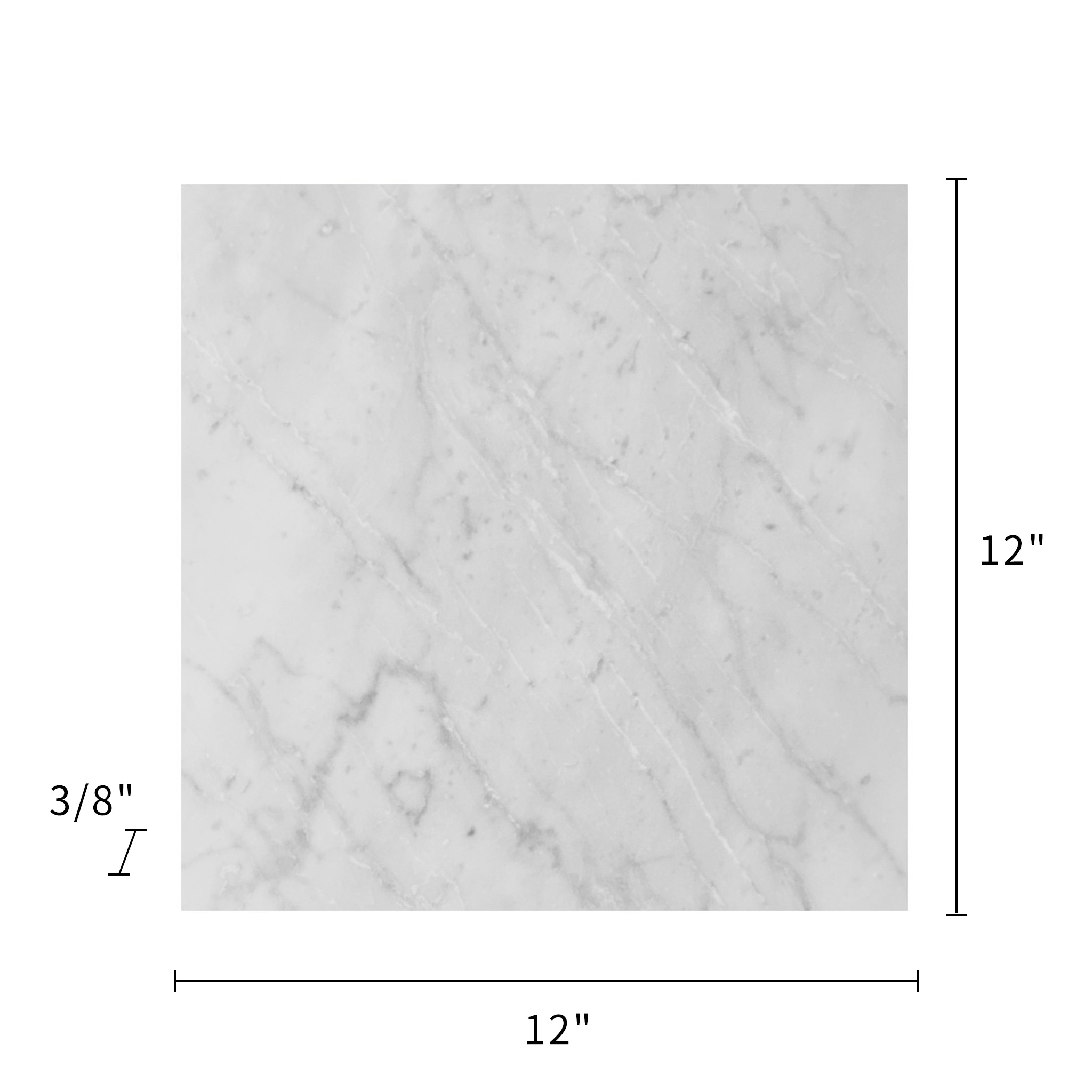 Carrara White Marble Tile Polished 12"x12"