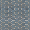  Dark Blue Glass Mosaic with Silver Edge Detail 3” Hexagon