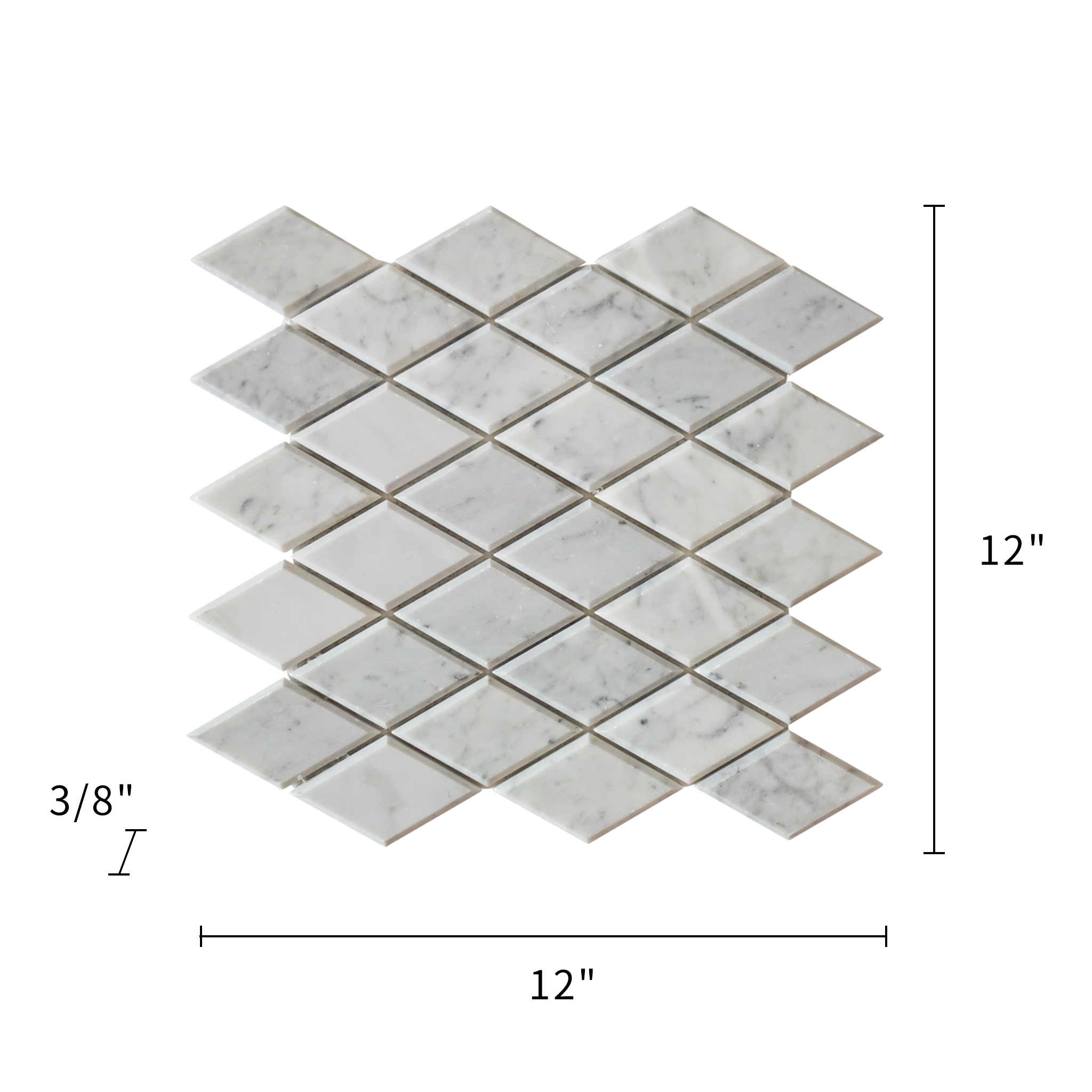 Carrara White Marble Mosaic Diamond Beveled