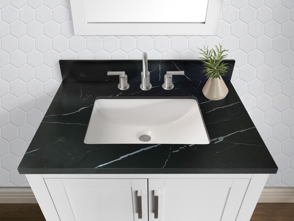31-in Shakespeare Black Quartz Single Sink Bathroom Vanity Top