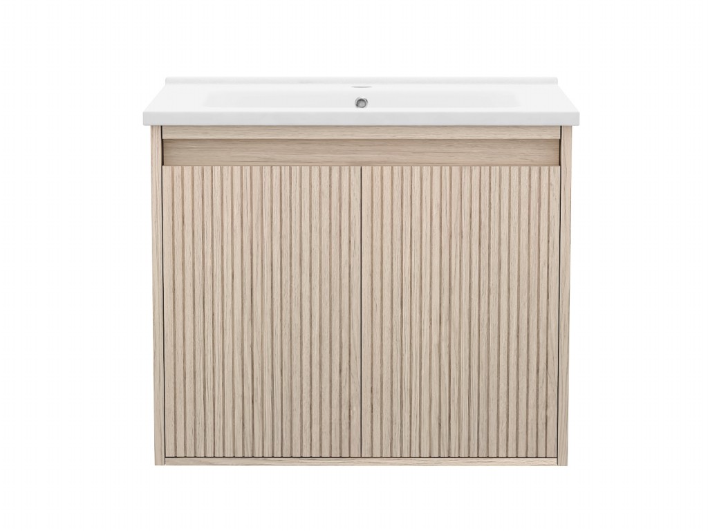 Mena 24 -in Vanity Natural Wood With Porcelain Top