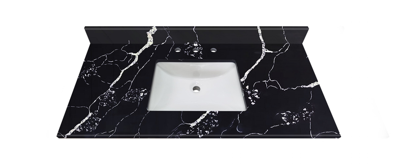 43-in Mersey Black Quartz Single Sink Bathroom Vanity Top