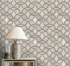 Wooden White & Athens Gray Waterjet Mosaic Interlocking Circles 