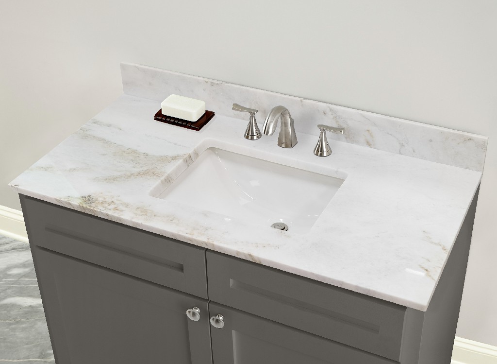 49-in Jazz White Marble Single Sink Bathroom Vanity Top