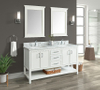 Manhattan 60-in Vanity Combo in White with 1in Thichness Authentic Italian Carrara Marble Top - PlusV2.0