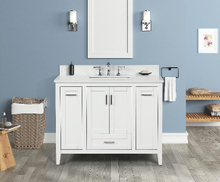 Milford 42-in Vanity Combo in Dove White with Carrara White Engineered Stone Top 