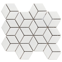 White Rhombus Satin Glazed Pocelain Mosiac 000721
