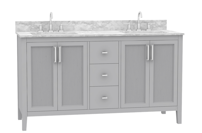 Hollister 60-in Vanity Combo in Light Gray with Sintered Stone Top