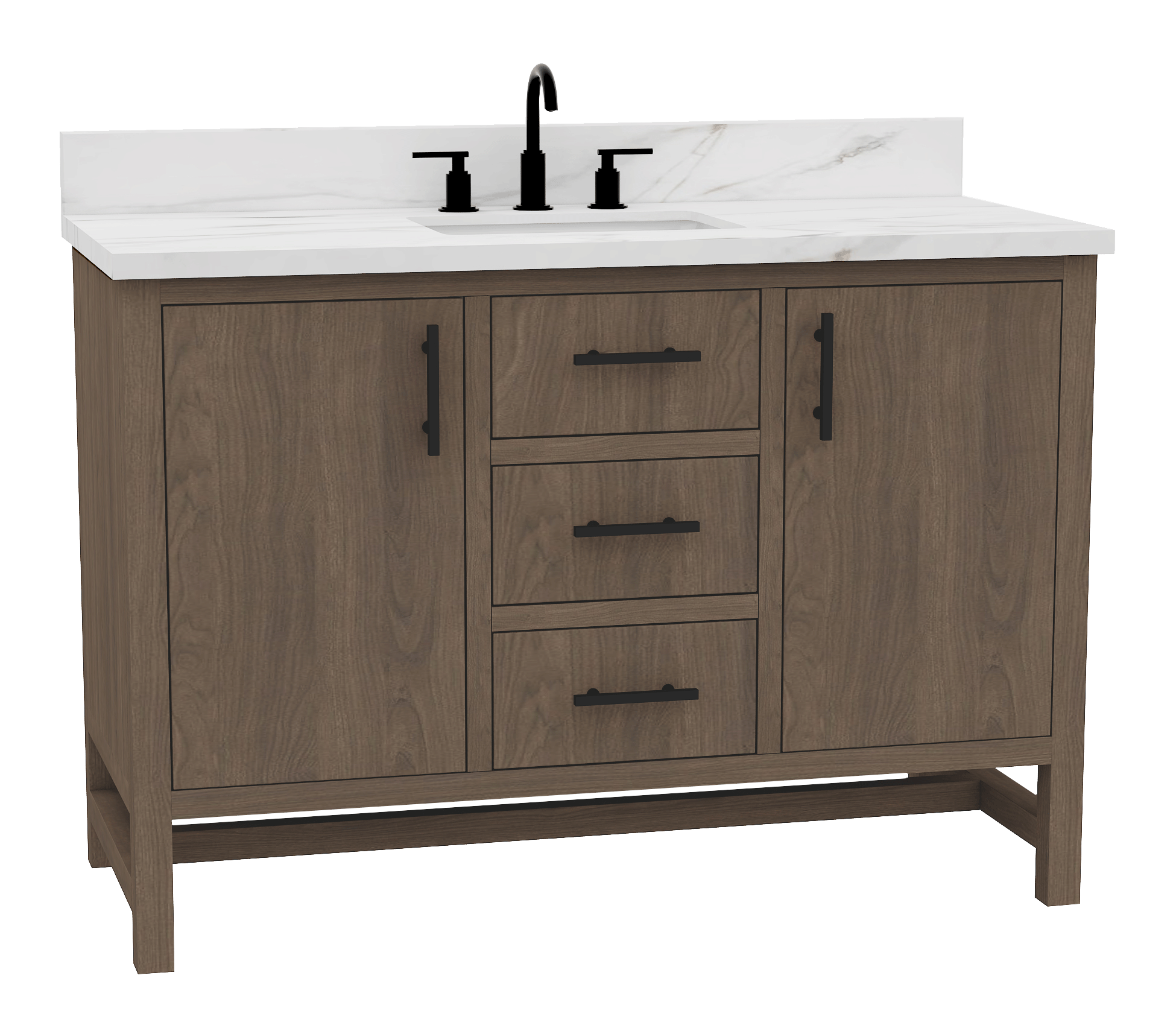 Solon 48-in Vanity Combo Antique Elm with Calacatta Sintered Stone Top
