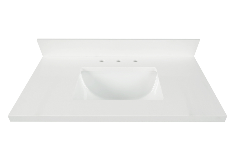 37-in Pure White Quartz Single Sink Bathroom Vanity Top ( Snow White)