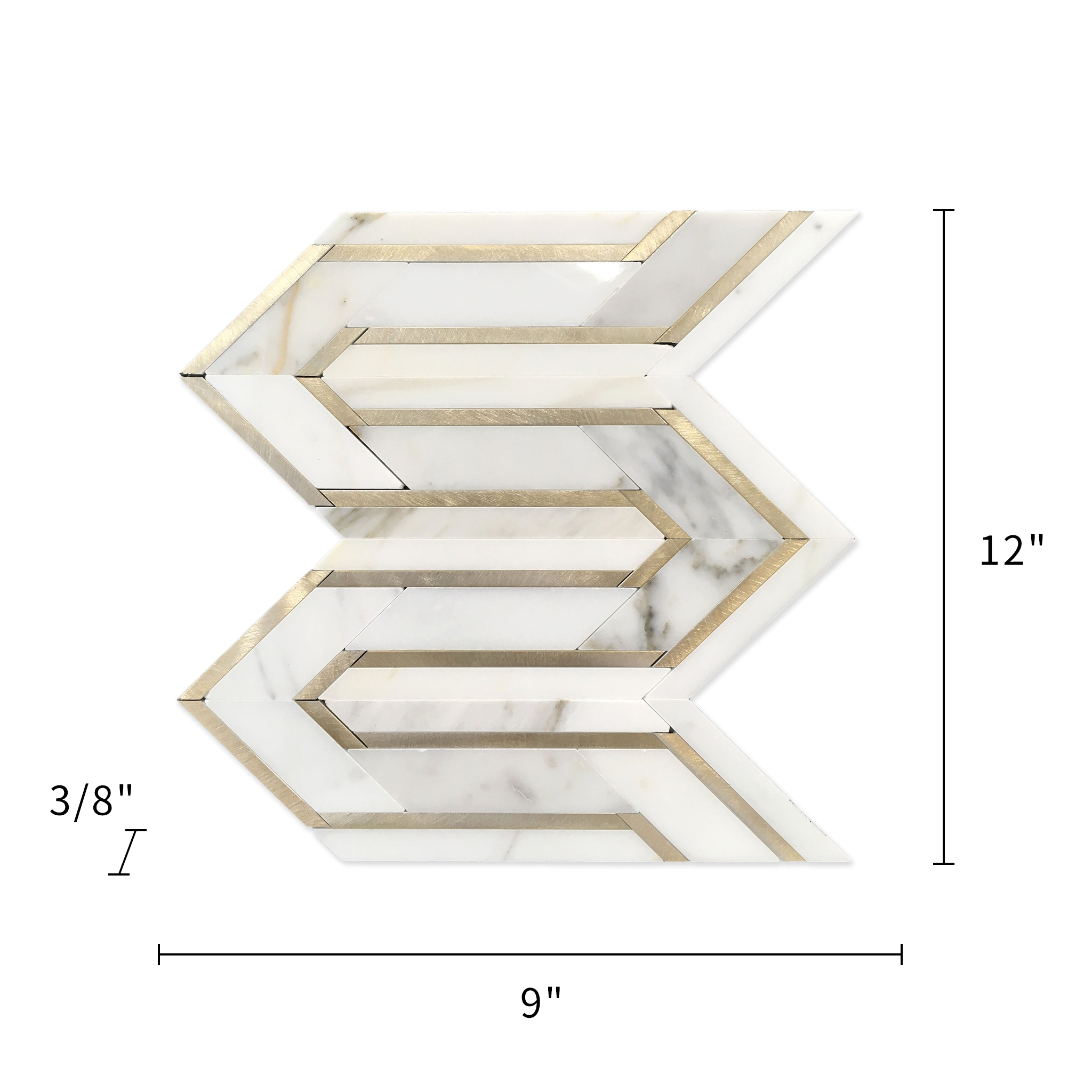 Calacatta Gold with Golden Metal Waterjet Arrow 