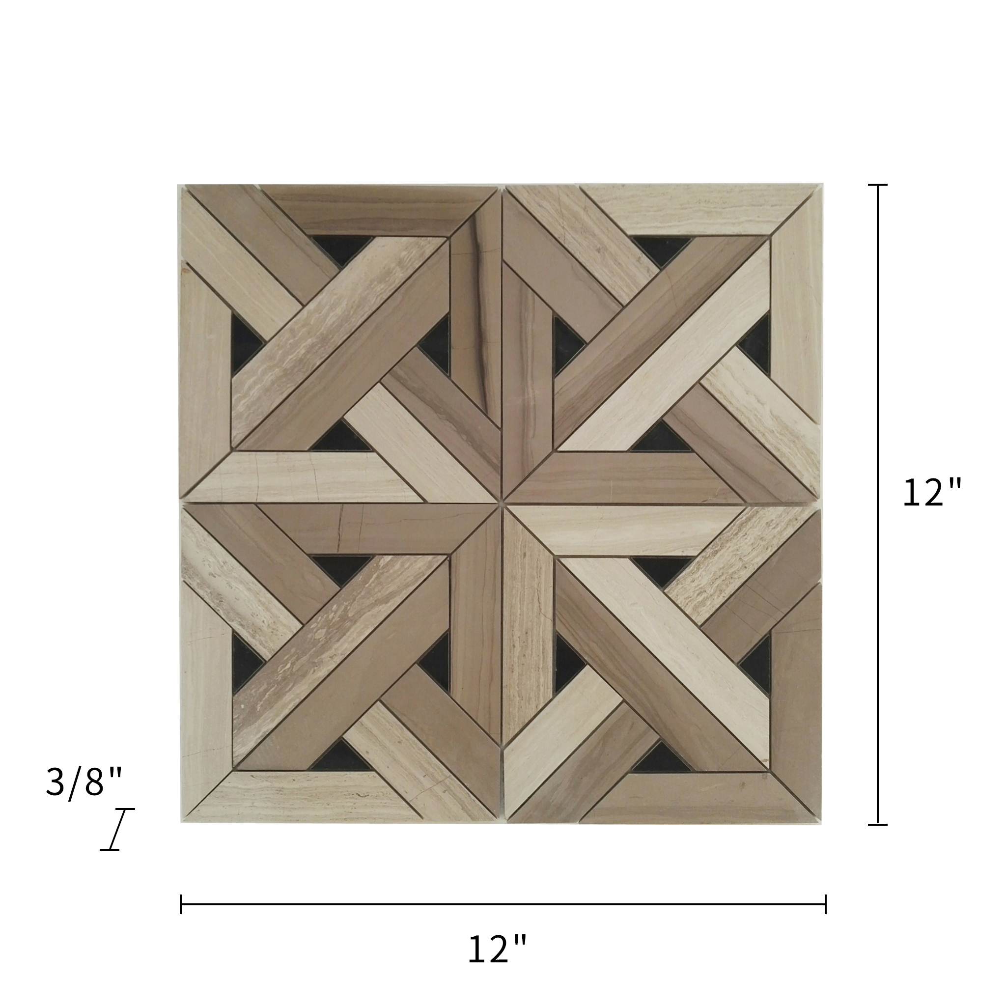 Tile Marble Mosaic 12"×12" Arrow Weave 