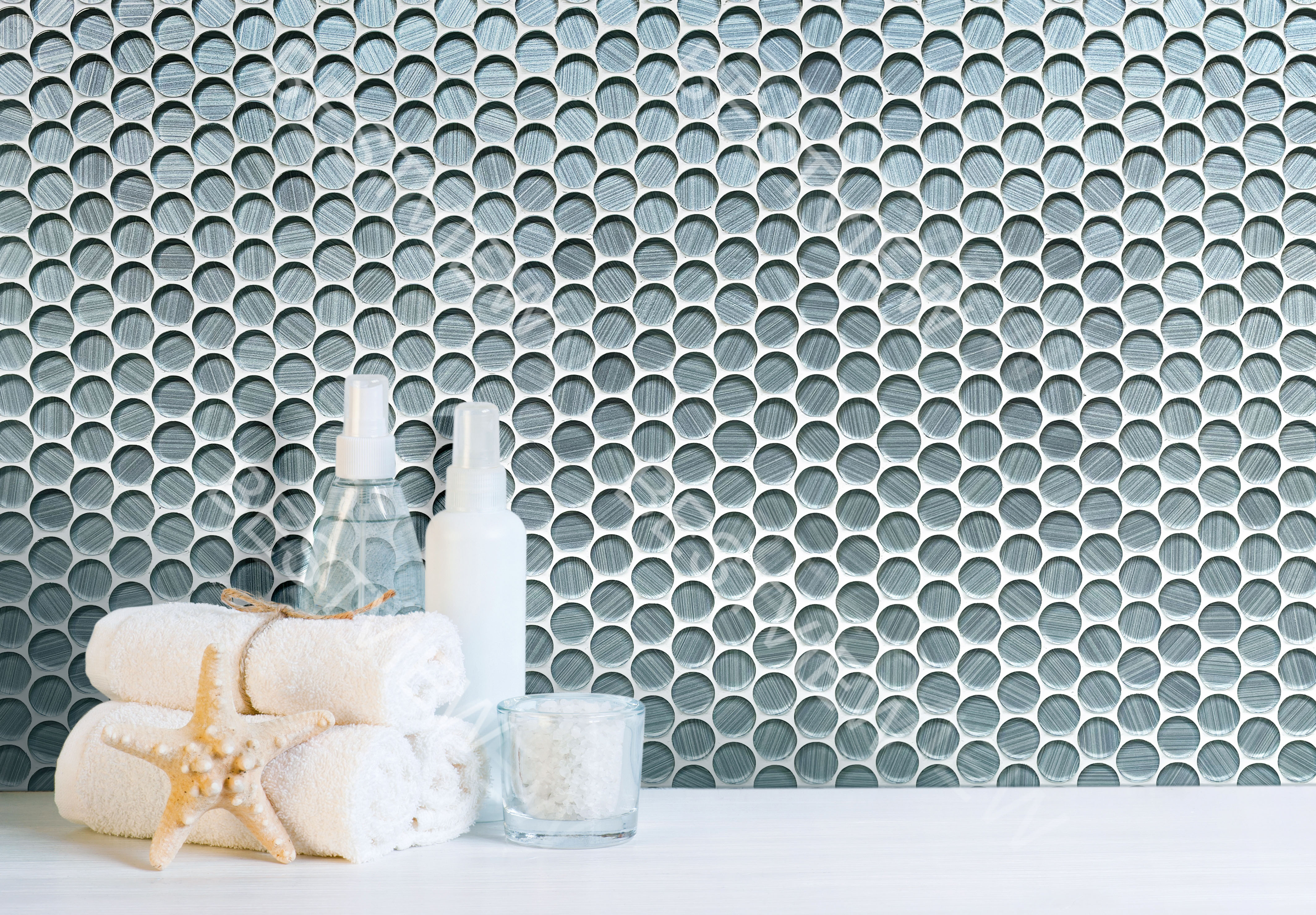 1.2” INKJET BLUE PENNY GLASS MOSAIC