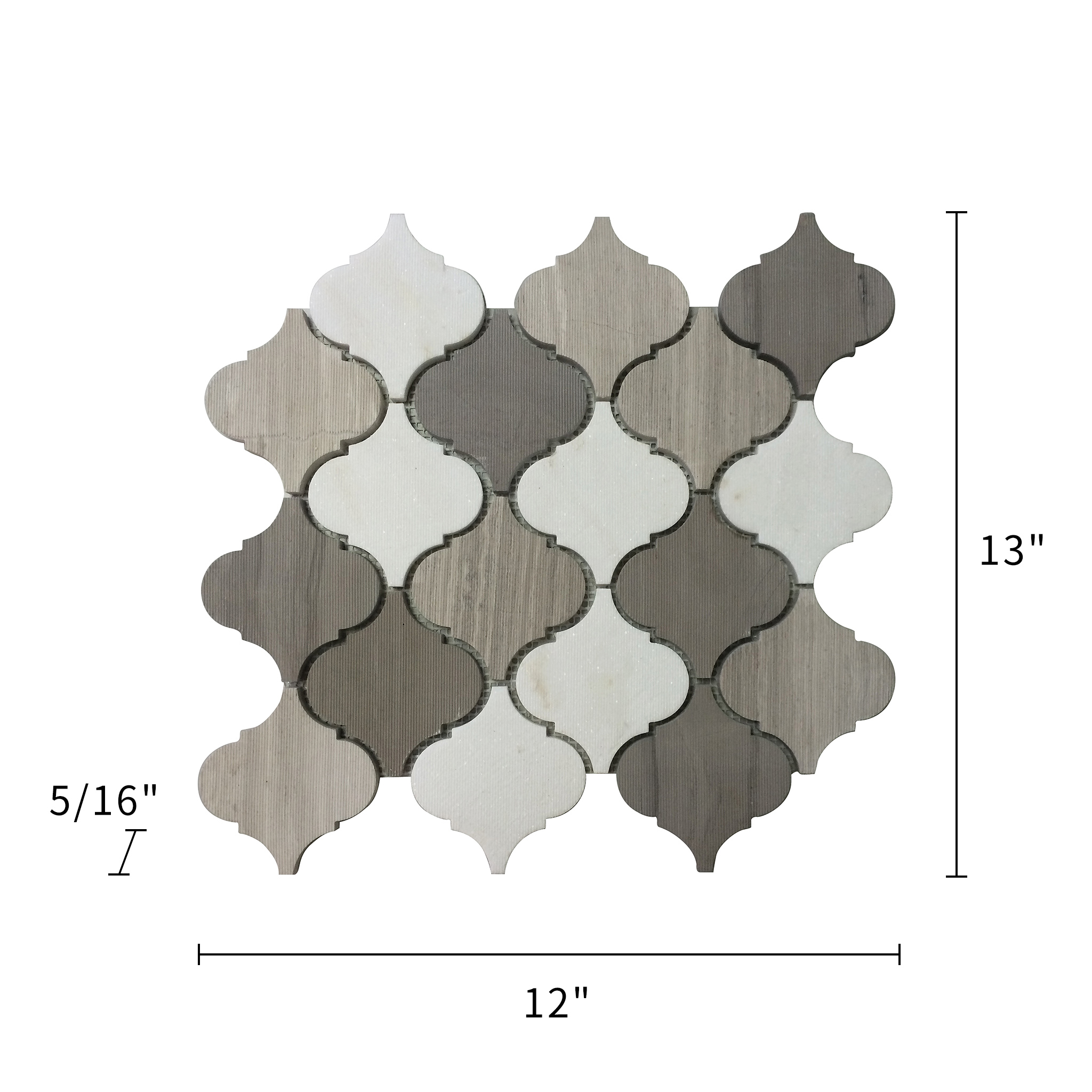 Gris Garden Mixed Marble Mosaic 4" Lantern