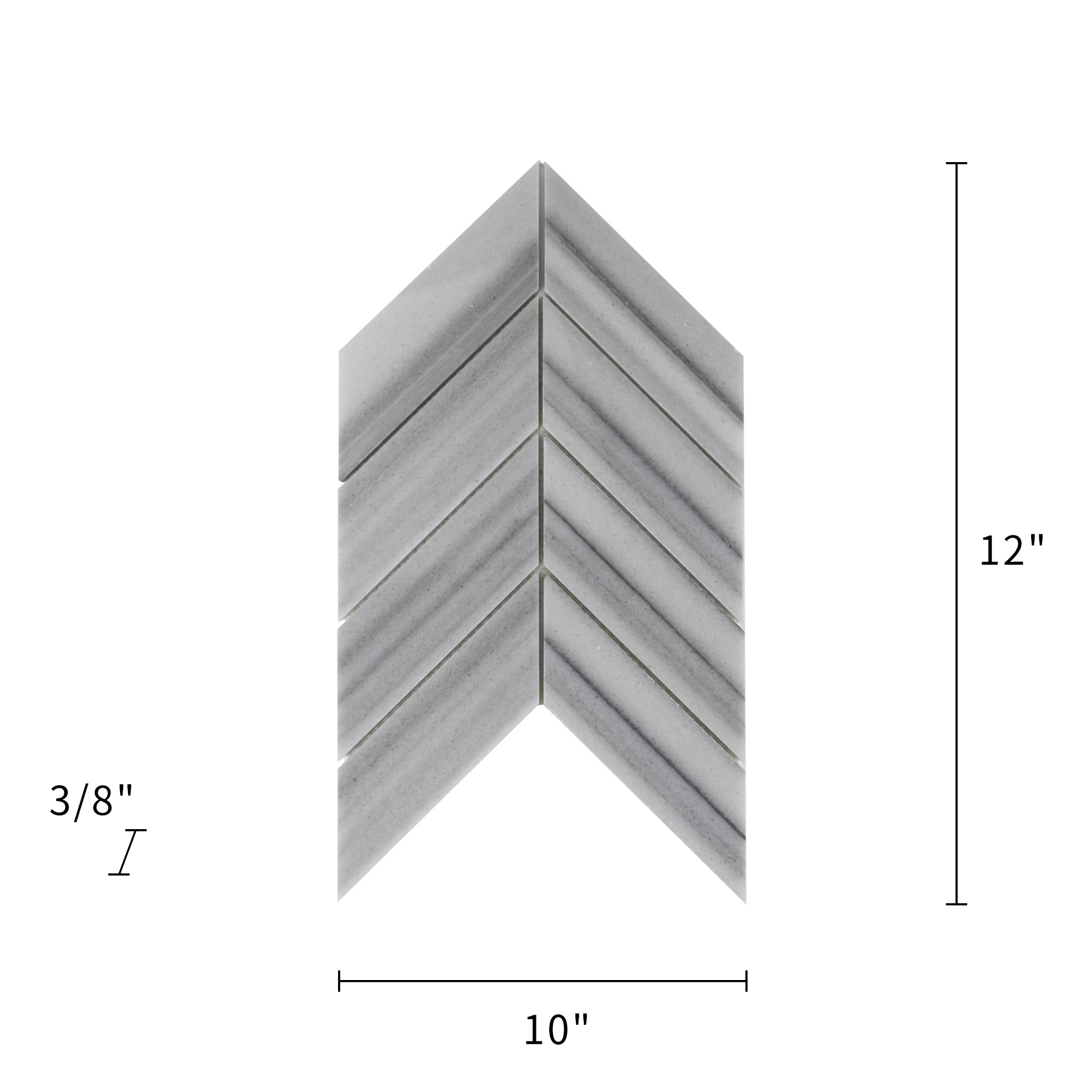 Zebra Marble Mosaic Polished 3"×6" Chevron