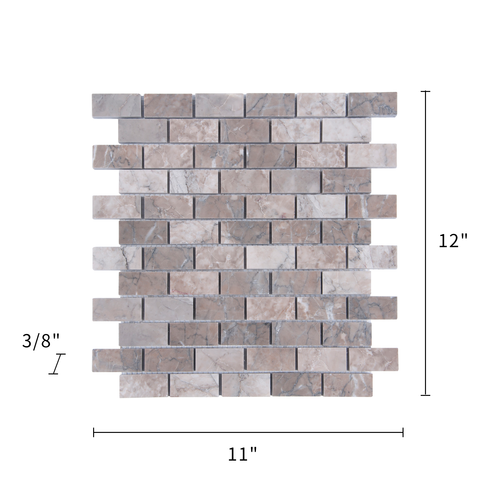 Gray Cloud Marble Mosaic Polished 1"×2" Polished